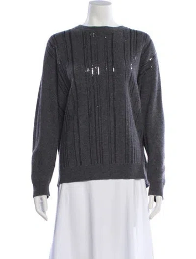 Pre-owned Brunello Cucinelli Virgin Wool Bateau Neckline Sweater In Gray