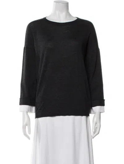 Pre-owned Brunello Cucinelli Virgin Wool Bateau Neckline Sweater In Gray