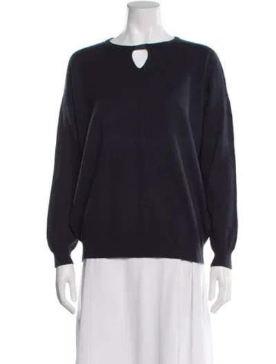 Pre-owned Brunello Cucinelli Virgin Wool Bateau Neckline Sweater In Purple
