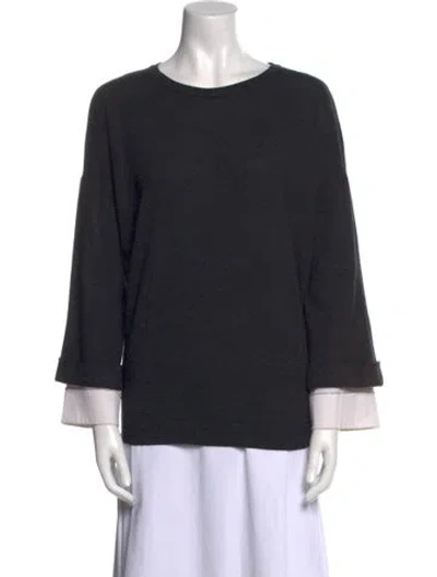 Pre-owned Brunello Cucinelli Virgin Wool Bateau Neckline Top In Gray