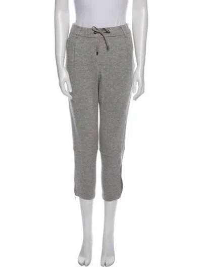 Pre-owned Brunello Cucinelli Virgin Wool Beaded Accents Sweatpants In Gray