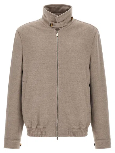 Brunello Cucinelli Virgin Wool Beaver Bomber Jacket In Brown