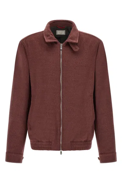 Brunello Cucinelli Virgin Wool Beaver Bomber Jacket In Brown