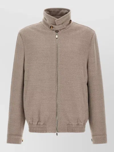 Brunello Cucinelli Virgin Wool Beaver Bomber Jacket In Brown