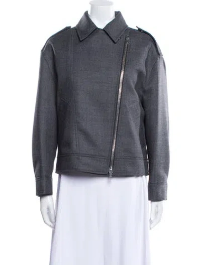 Pre-owned Brunello Cucinelli Virgin Wool Biker Jacket W/ Tags In Gray