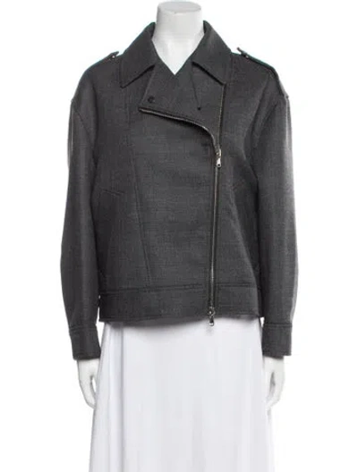 Pre-owned Brunello Cucinelli Virgin Wool Biker Jacket W/ Tags In Gray
