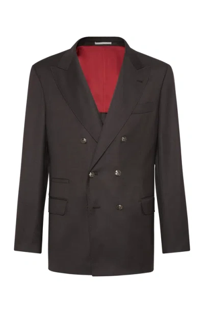 Brunello Cucinelli Virgin Wool Blazer In Brown