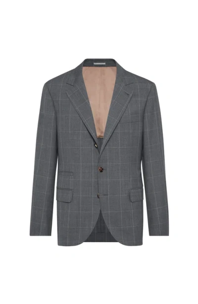 Brunello Cucinelli Virgin Wool Blazer In Gray