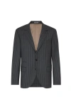 Brunello Cucinelli Chalk-stripe Wool Blazer In Gray