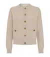 Brunello Cucinelli Virgin Wool-blend Crew Neck Cardigan In Neutral