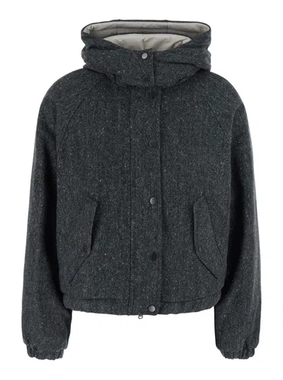 Brunello Cucinelli Virgin Wool Blend Down Jacket In Gray
