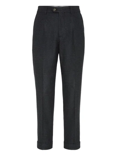 Brunello Cucinelli Virgin Wool-blend Straight-leg Trousers In Black