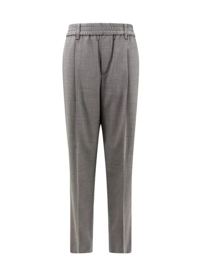 Brunello Cucinelli Virgin Wool Blend Trouser In Gray