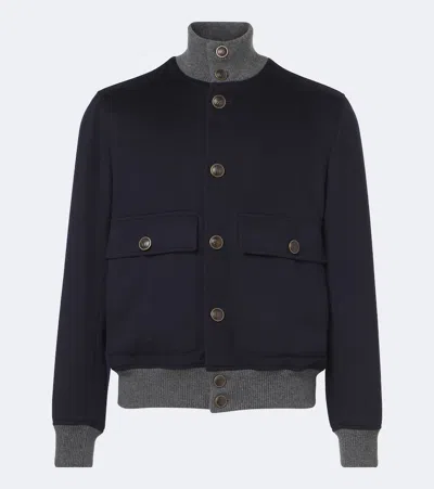 Brunello Cucinelli Virgin Wool Blouson Jacket In Multi