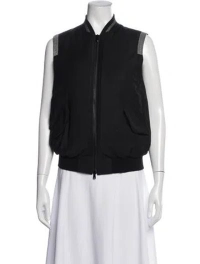 Pre-owned Brunello Cucinelli Virgin Wool Bomber Jacket In Black