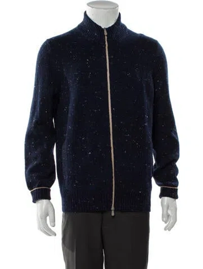 Pre-owned Brunello Cucinelli Virgin Wool Bomber Jacket In Blue
