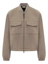 Brunello Cucinelli Virgin Wool Bomber Jacket In Brown