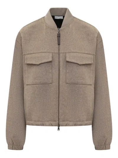 BRUNELLO CUCINELLI VIRGIN WOOL BOMBER JACKET