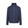 Brunello Cucinelli Blue Virgin Wool Canvas Bomber Jacket In Blue