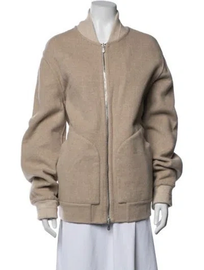 Pre-owned Brunello Cucinelli Virgin Wool Bomber Jacket In Neutrals