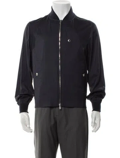 Pre-owned Brunello Cucinelli Virgin Wool Bomber Jacket W/ Tags In Blue