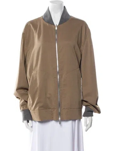 Pre-owned Brunello Cucinelli Virgin Wool Bomber Jacket W/ Tags In Neutral
