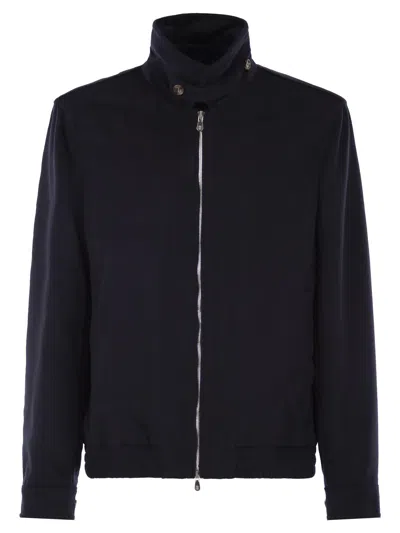 Brunello Cucinelli Virgin Wool Bomber Jacket With Stand Collar In Animal Print