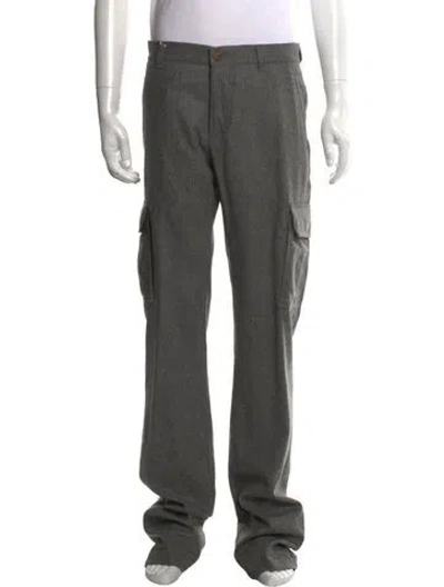 Pre-owned Brunello Cucinelli Virgin Wool Cargo Pants In Gray