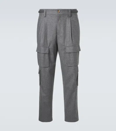 Brunello Cucinelli Virgin Wool Cargo Pants In Gray
