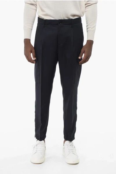 Brunello Cucinelli Virgin Wool Cargo Pants With Zipped Ankles In Black