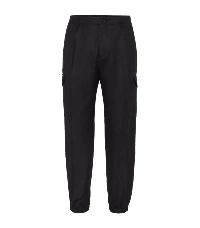 Brunello Cucinelli Virgin Wool Cargo Trousers In Black