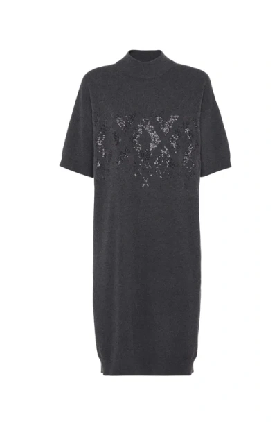 Brunello Cucinelli Sequin-embellished Midi Dress In Anthracite