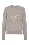 Brunello Cucinelli Sequin-embellished Knitted Jumper In Cool Beige