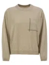 Brunello Cucinelli Women's Virgin Wool, Cashmere And Silk Sweater With Shiny Pocket Detail In Beige