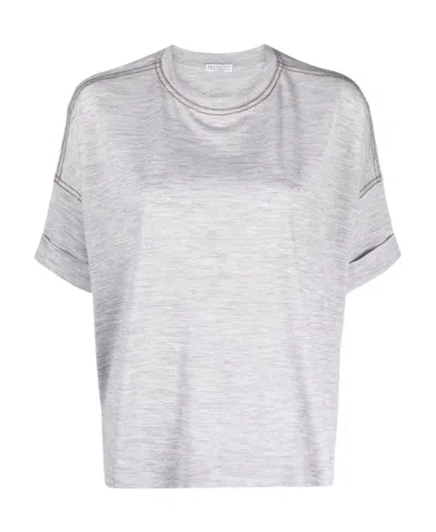 Brunello Cucinelli Virgin Wool-cashmere Blend T-shirt In Multi