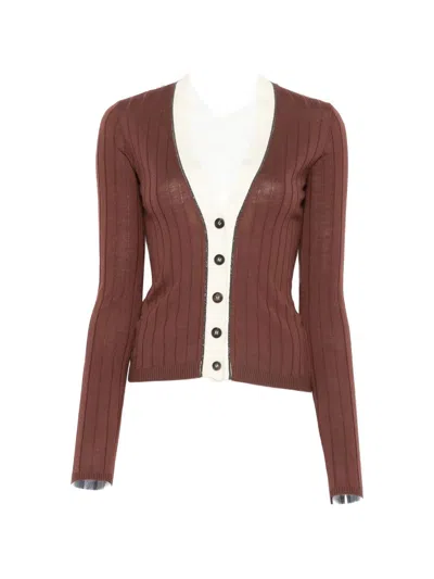 Brunello Cucinelli Virgin Wool Cashmere Cardigan In Brown