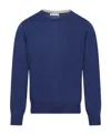 Brunello Cucinelli Cashmere Crew Neck Sweater With Ribbed Finish In Blue