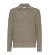 Brunello Cucinelli Virgin Wool-cashmere Flecked Polo Sweater In Neutrals