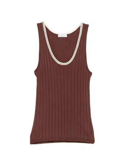 Brunello Cucinelli Virgin Wool Cashmere Jersey In Brown