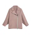 Brunello Cucinelli Zip-up Wool Biker Jacket In Pink