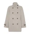 Brunello Cucinelli Double Worked Caban In Virgin Wool And Cashmere Cloth With Shiny Cuff Details Clo In Sand