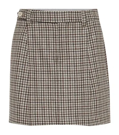 BRUNELLO CUCINELLI VIRGIN WOOL CHECK MINI SKIRT