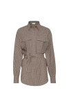 Brunello Cucinelli Checked Virgin Wool Overshirt In Brown