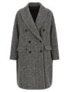 Brunello Cucinelli Double-breasted Herringbone Wool Coat With Sequins