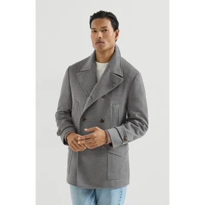Brunello Cucinelli Virgin Wool Cloth Four-pocket Pea Coat In Gray