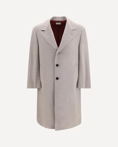 Brunello Cucinelli Single-breasted Fleece Wool Coat In Gray