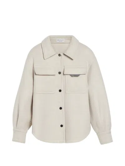 Brunello Cucinelli Kids' Virgin Wool Coat In White