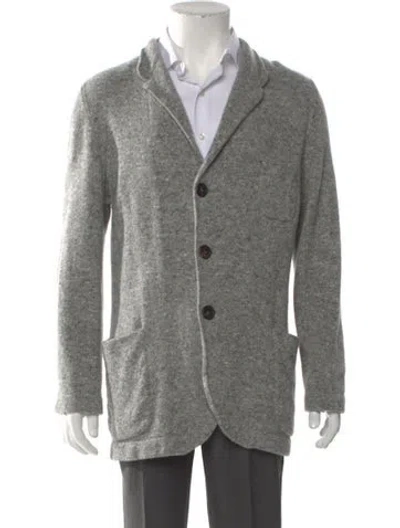 Pre-owned Brunello Cucinelli Virgin Wool Collar Cardigan In Gray
