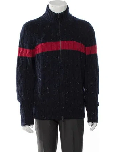 Pre-owned Brunello Cucinelli Virgin Wool Colorblock Pattern Coat In Blue