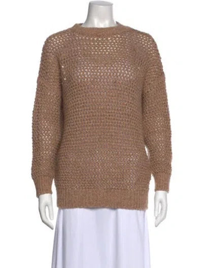 Pre-owned Brunello Cucinelli Virgin Wool Crew Neck Sweater In Brown